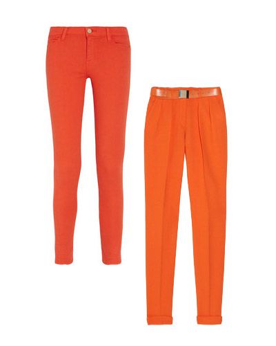 橙色锥腿裤